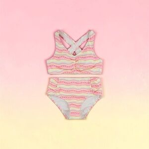 Hurley Pink, Yellow & Mint Girls Two-Piece Swimsuit